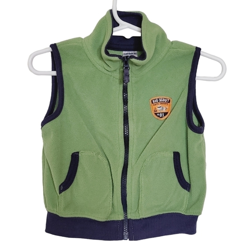 K1220 * Carter's Boys Full Zip Fleece Vest Green Size 18M